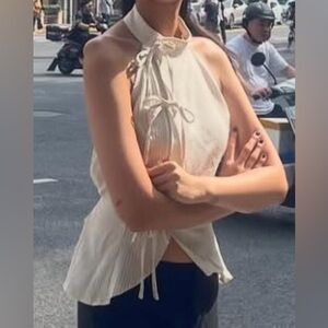 Striped Halter Top with Tie Details